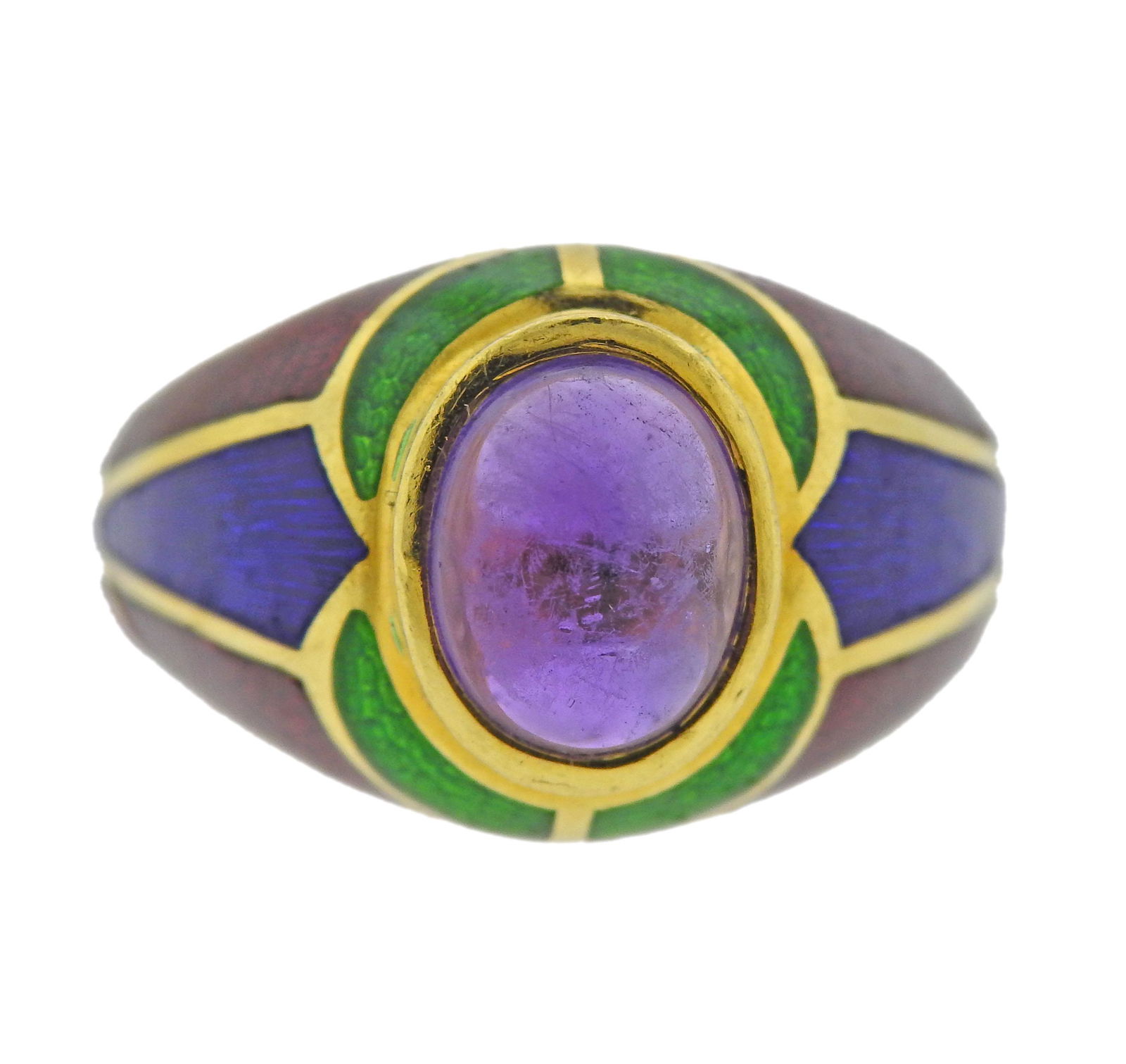 Cellini 18K Gold Amethyst Enamel Dome Ring (1 of 5)