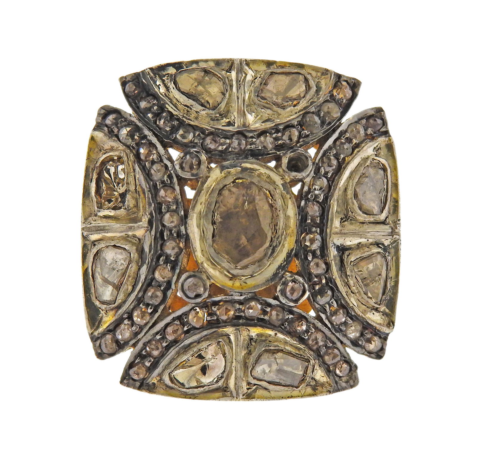 Sterling Silver Rose Cut Diamond Cocktail Ring (1 of 5)