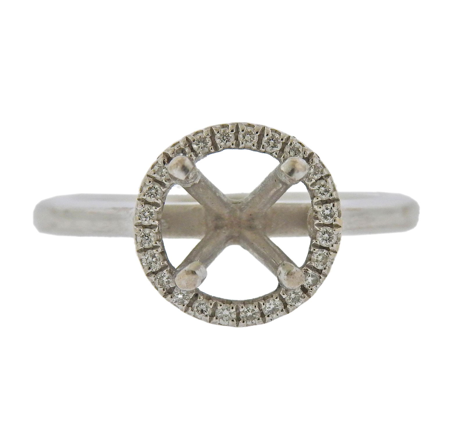 14k Gold Diamond Halo Engagement Ring Setting (1 of 3)