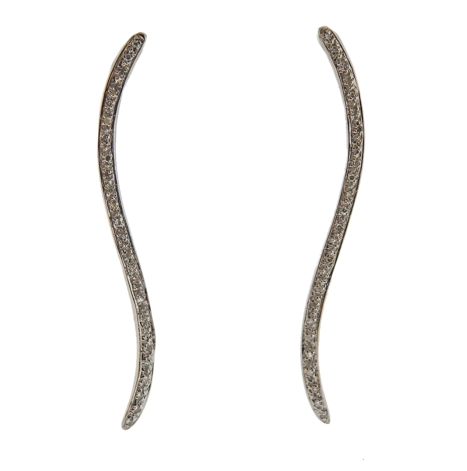 14k Gold Diamond Wave Long Earrings (1 of 3)
