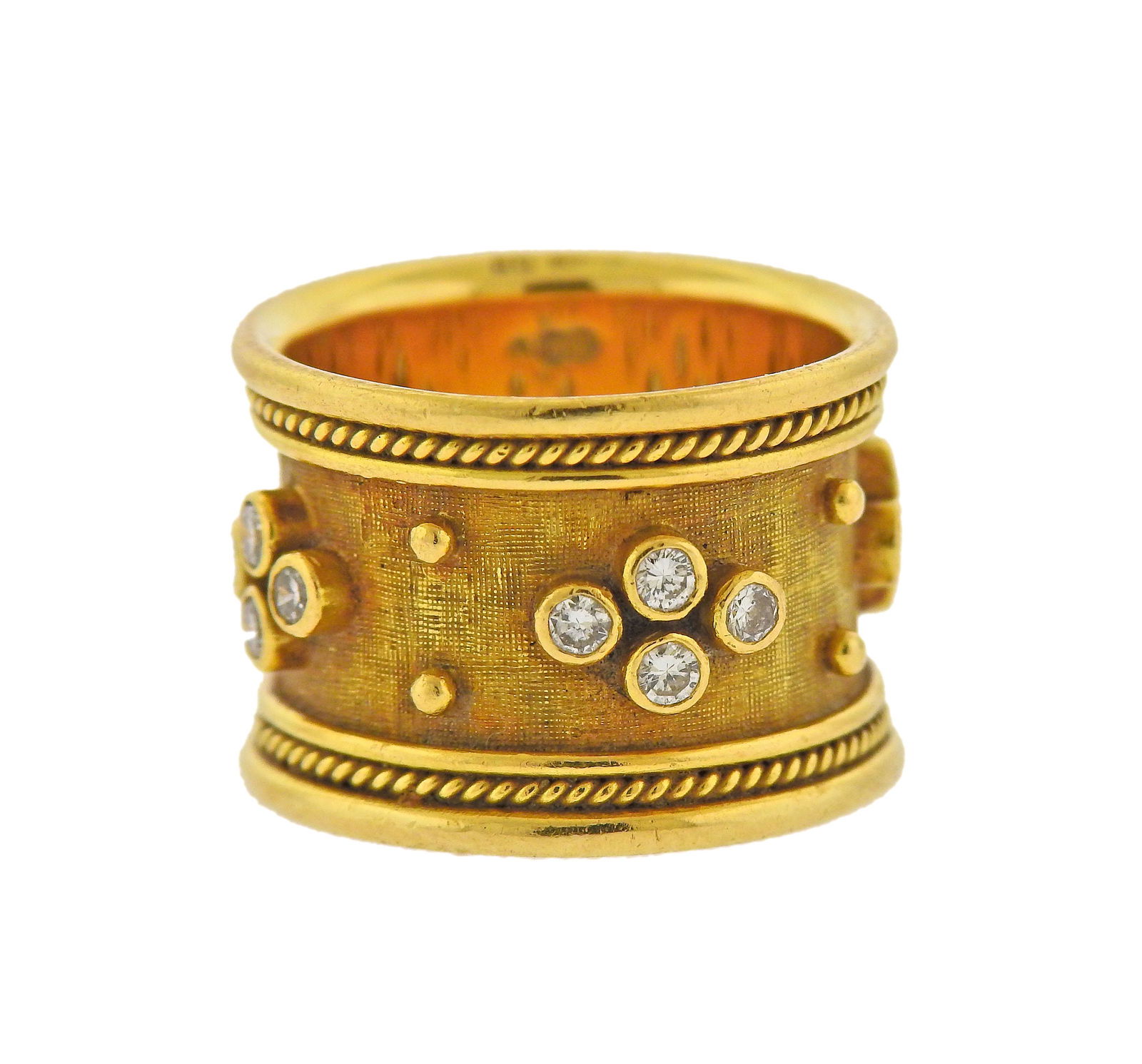 Elizabeth Gage Diamond 18k Gold Wide Band Ring (1 of 3)