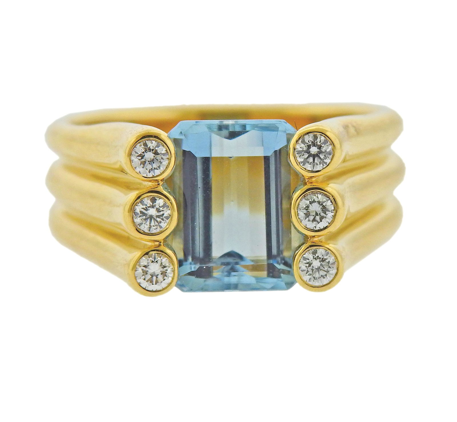Verdura 18k Gold Aquamarine Diamond Ring (1 of 5)