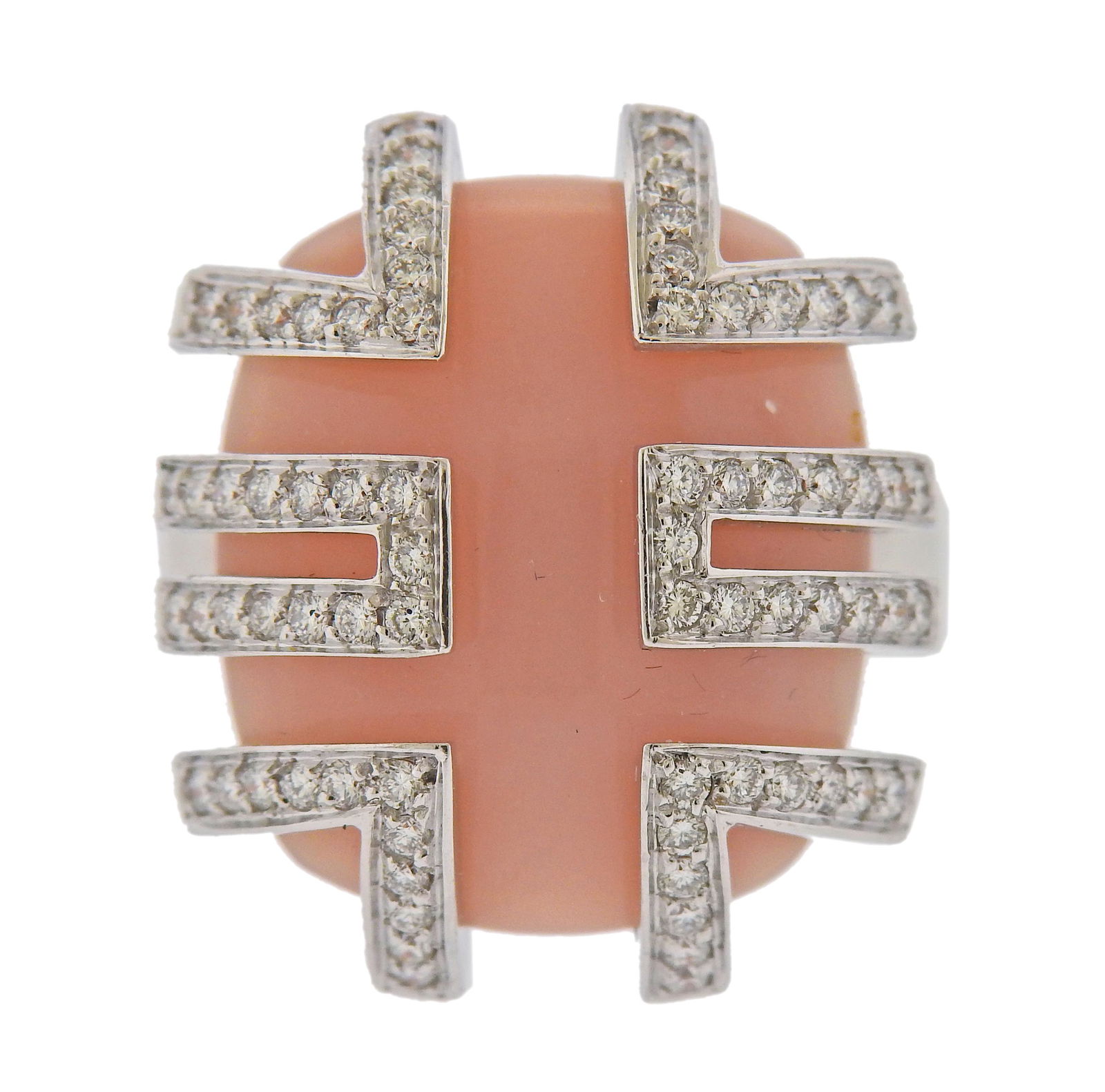 18k Gold Diamond Pink Stone Ring (1 of 4)