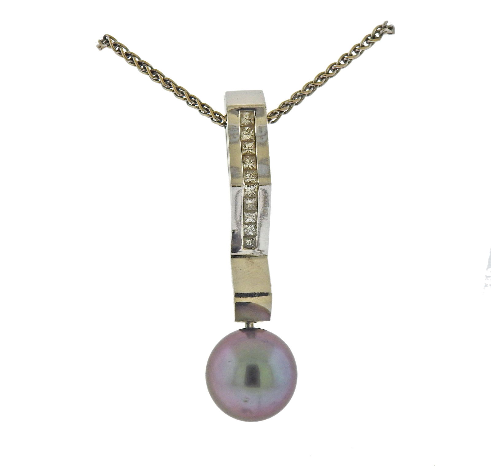 14k 18k Gold Diamond Tahitian Pearl Pendant Necklace (1 of 3)