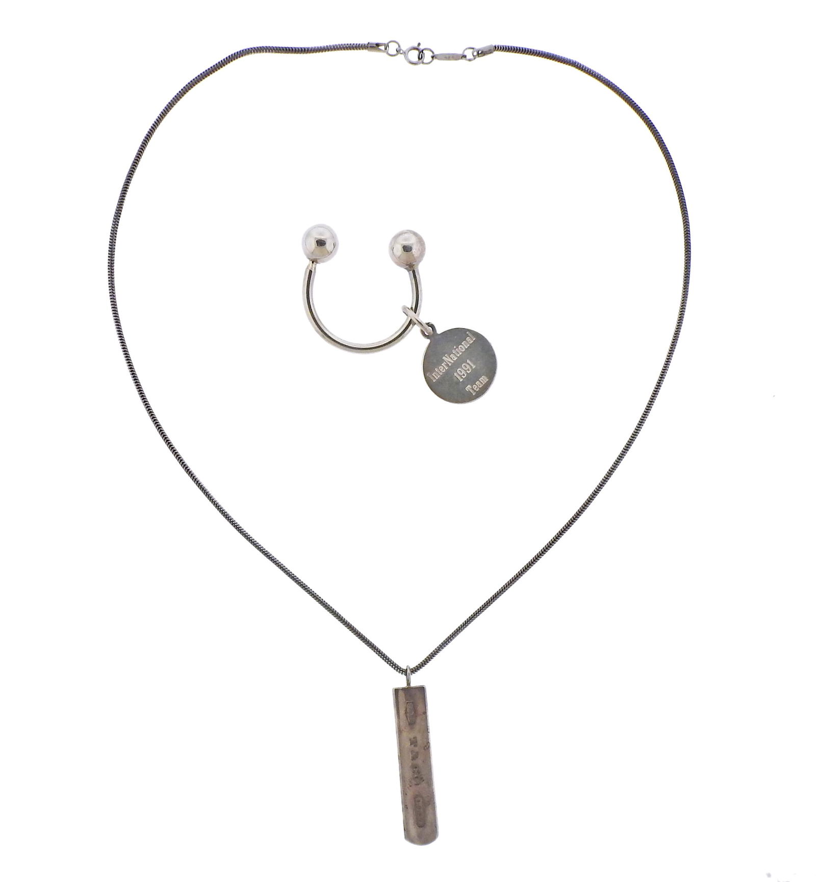 Tiffany & Co Sterling Silver Keychain Pendant Necklace (1 of 3)