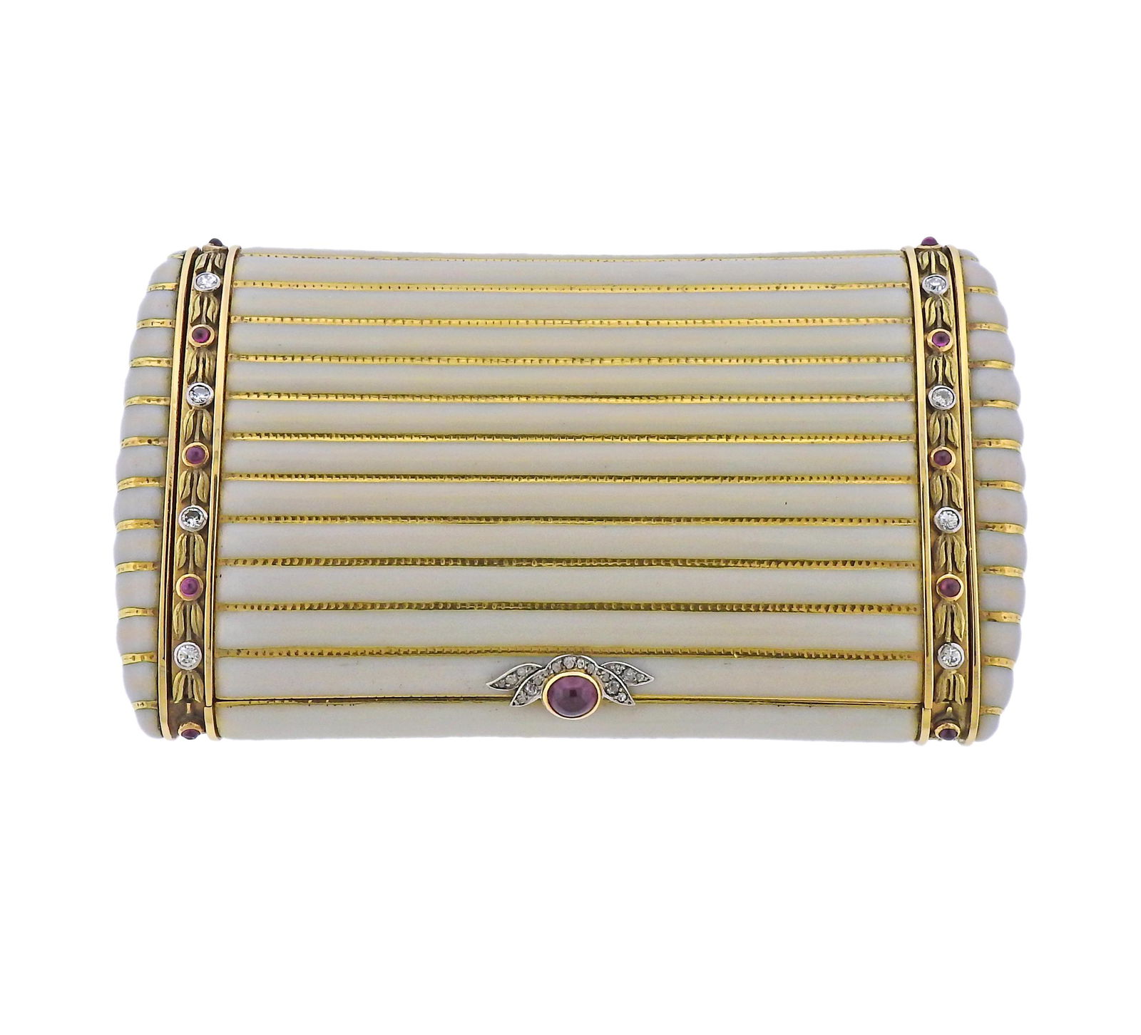 Antique Russian 18k Gold Diamond Ruby Enamel Box Case (1 of 6)