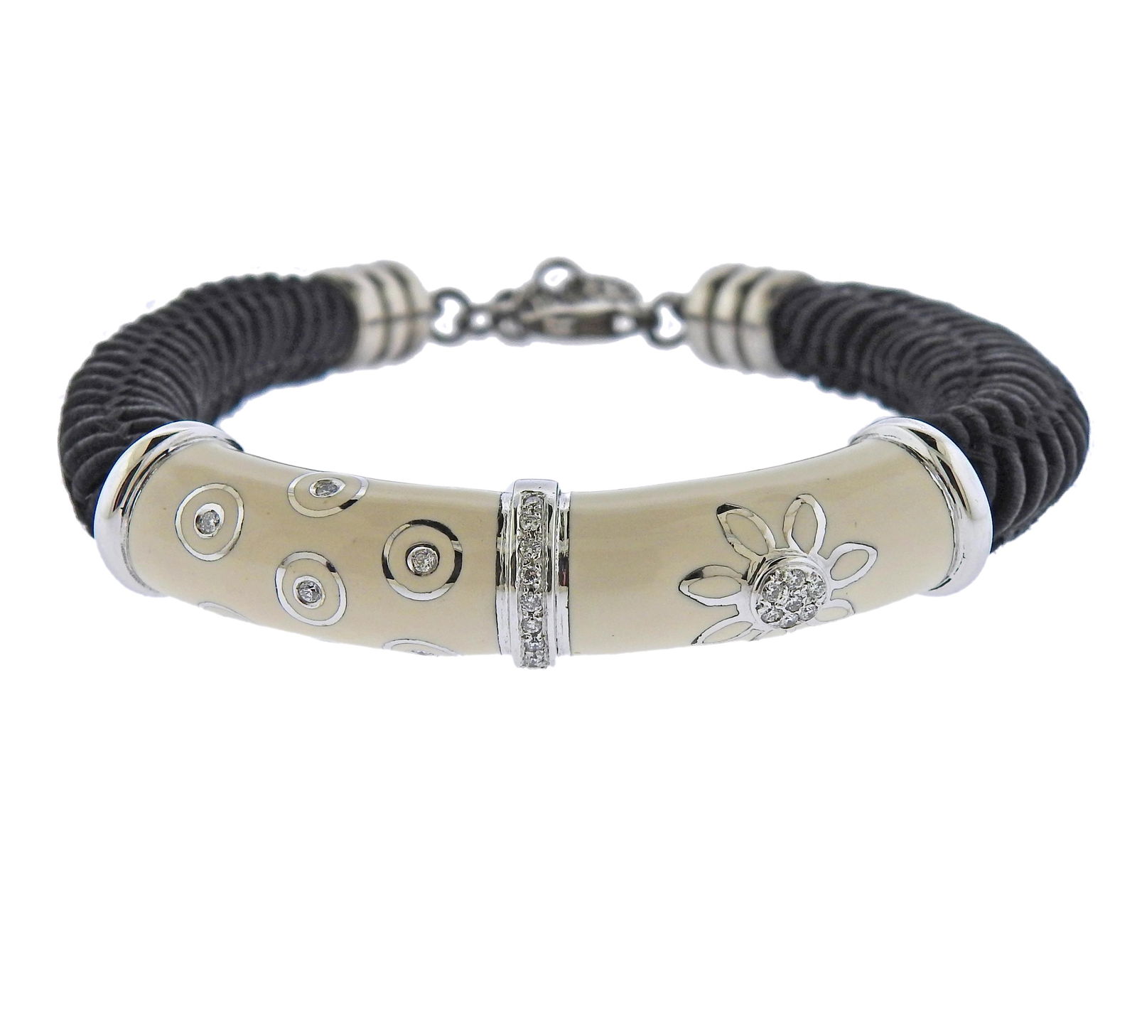 La Nouvelle Bague 18k Gold Silver Enamel Diamond Cord (1 of 4)