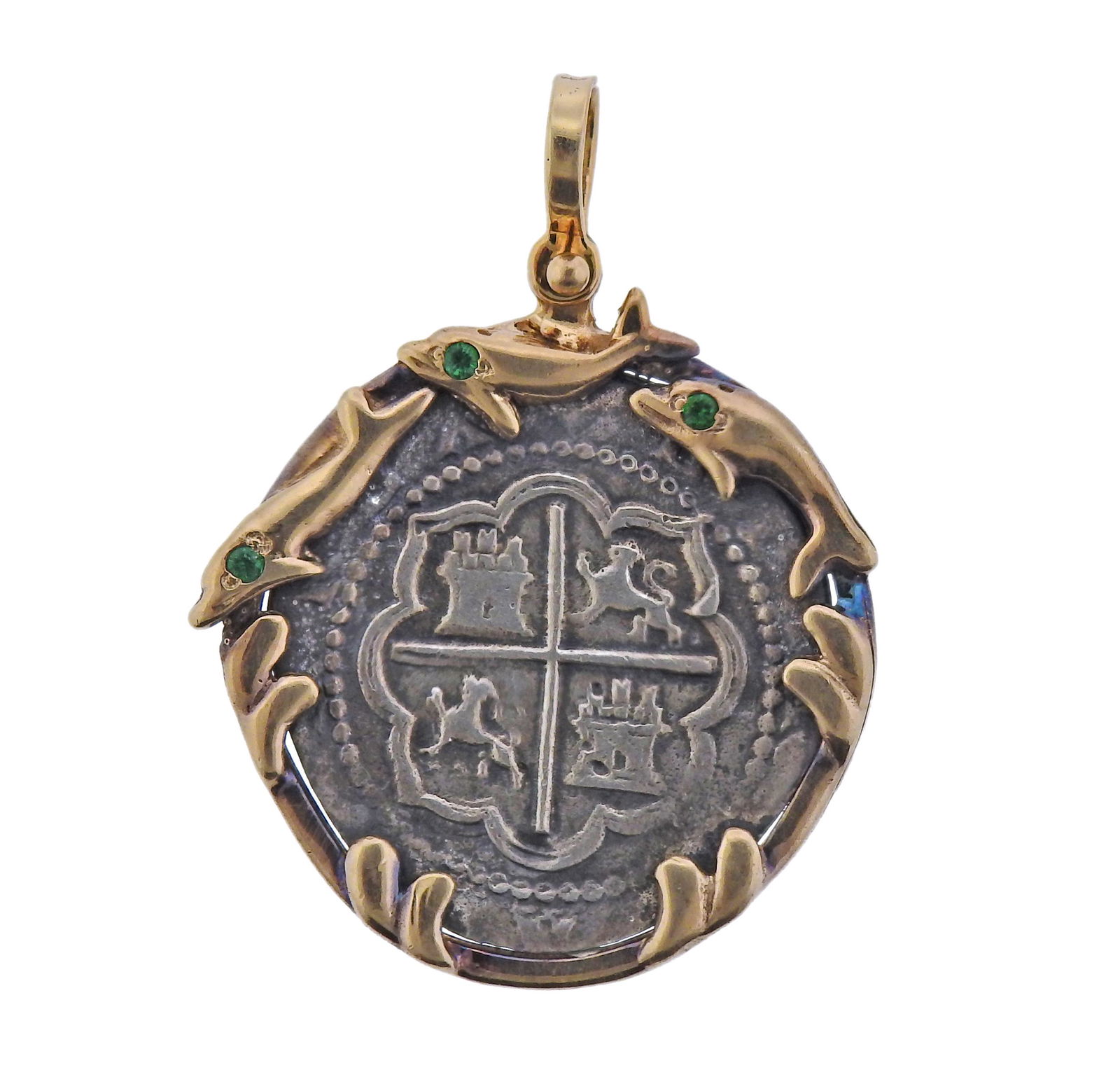 14k Gold Coin Green Stone Pendant (1 of 3)
