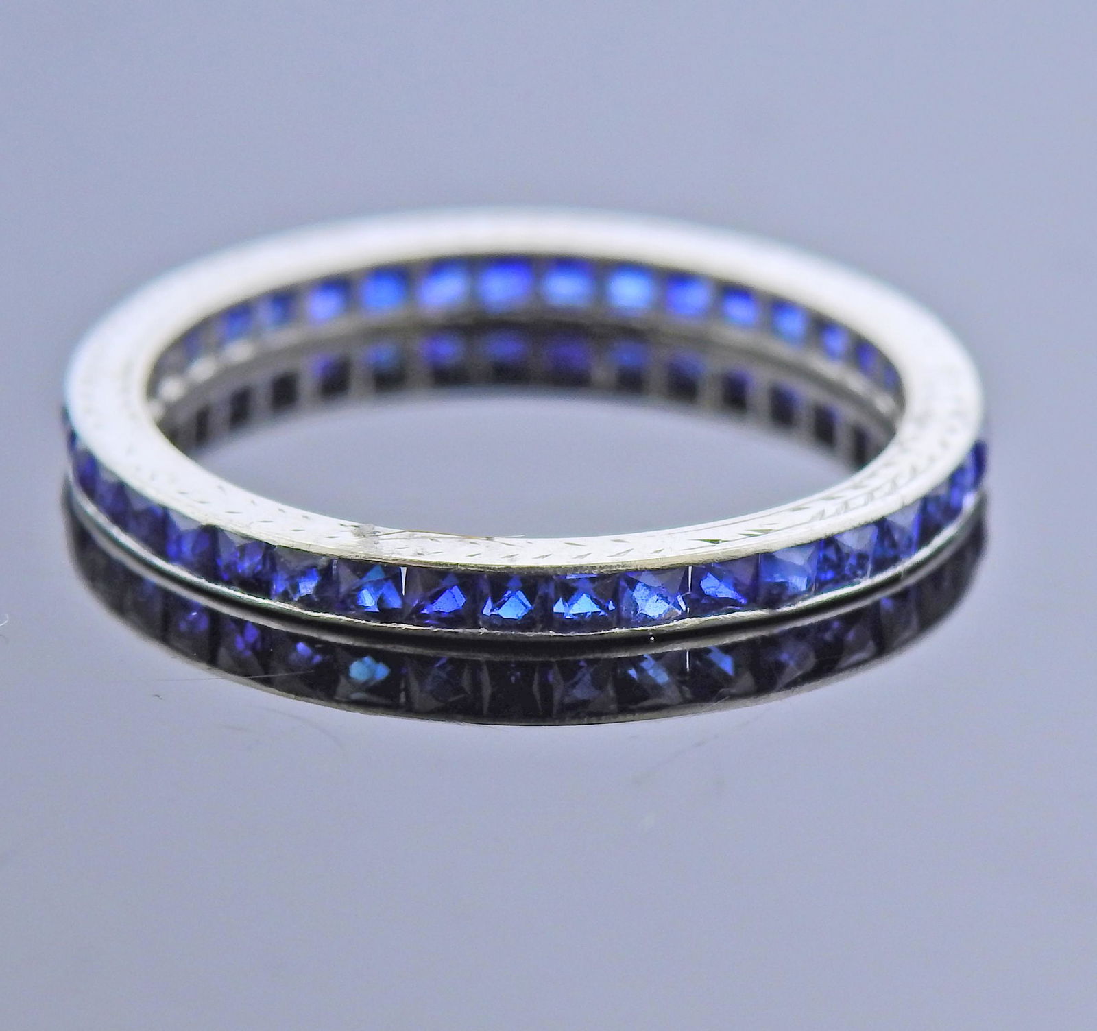Art Deco Platinum Sapphire Eternity Band Ring (1 of 2)