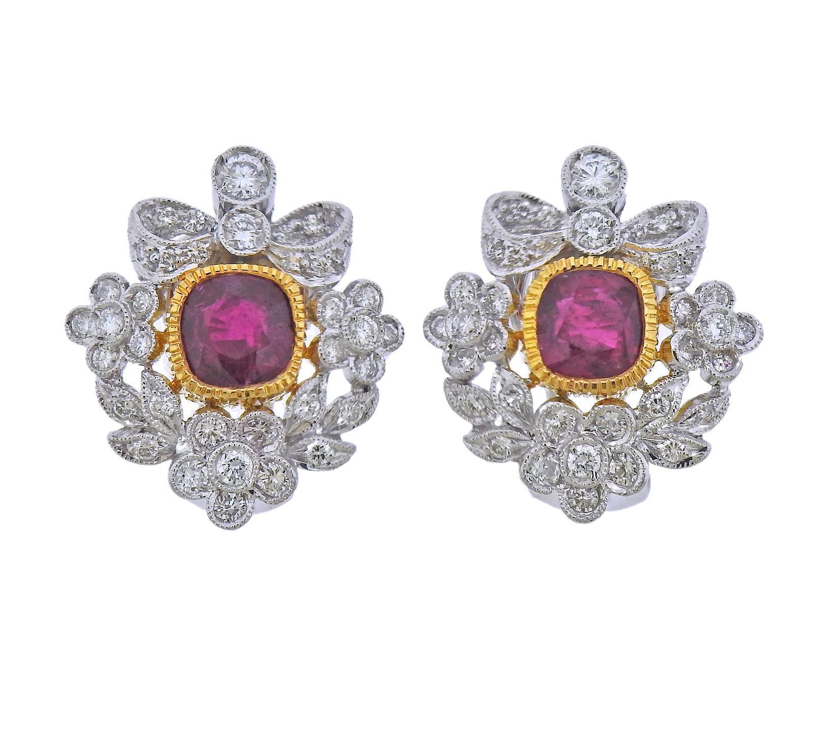 18k Gold Damond Ruby Earrings (1 of 4)