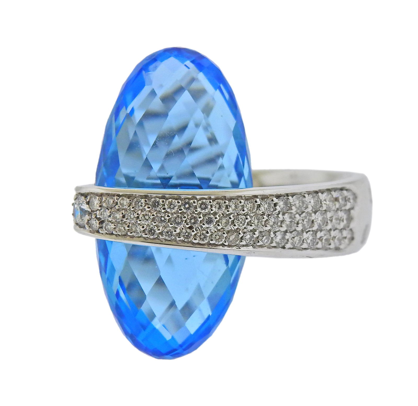 Io Si 18K Gold Diamond Blue Topaz Ring 3/50 (1 of 5)