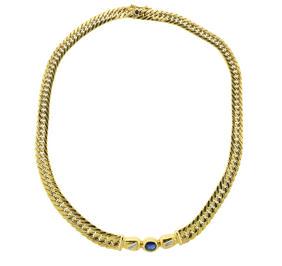 French 18k Gold Diamond Sapphire Necklace (1 of 4)