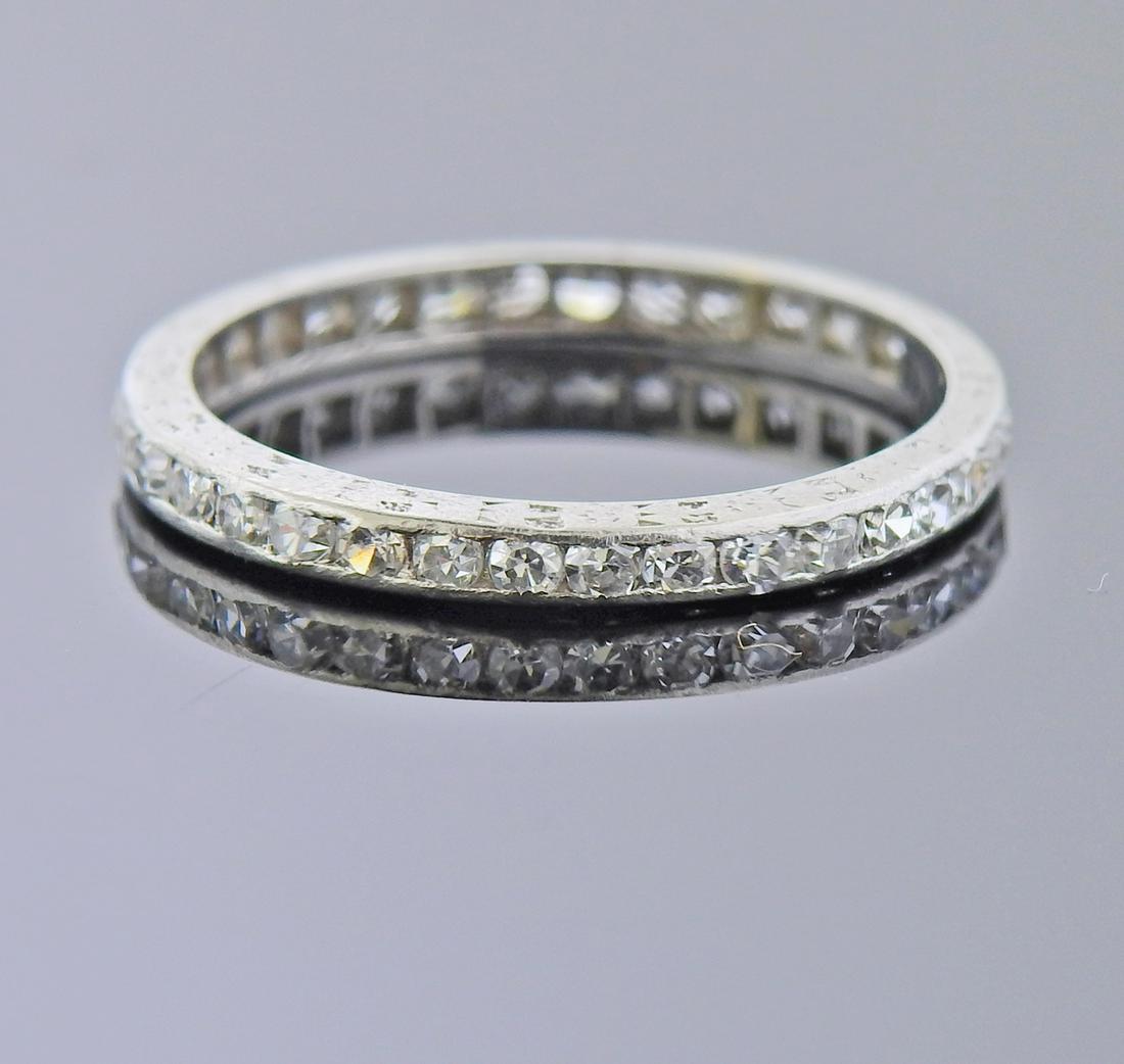 Art Deco 1920s Platinum Diamond Wedding Band Ring (1 of 2)