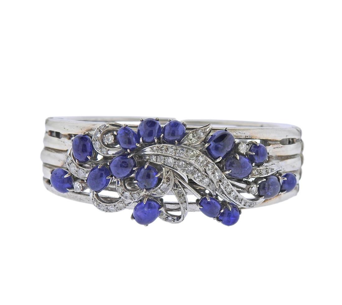 Mid Century 18k Gold Diamond Sapphire Bracelet (1 of 4)