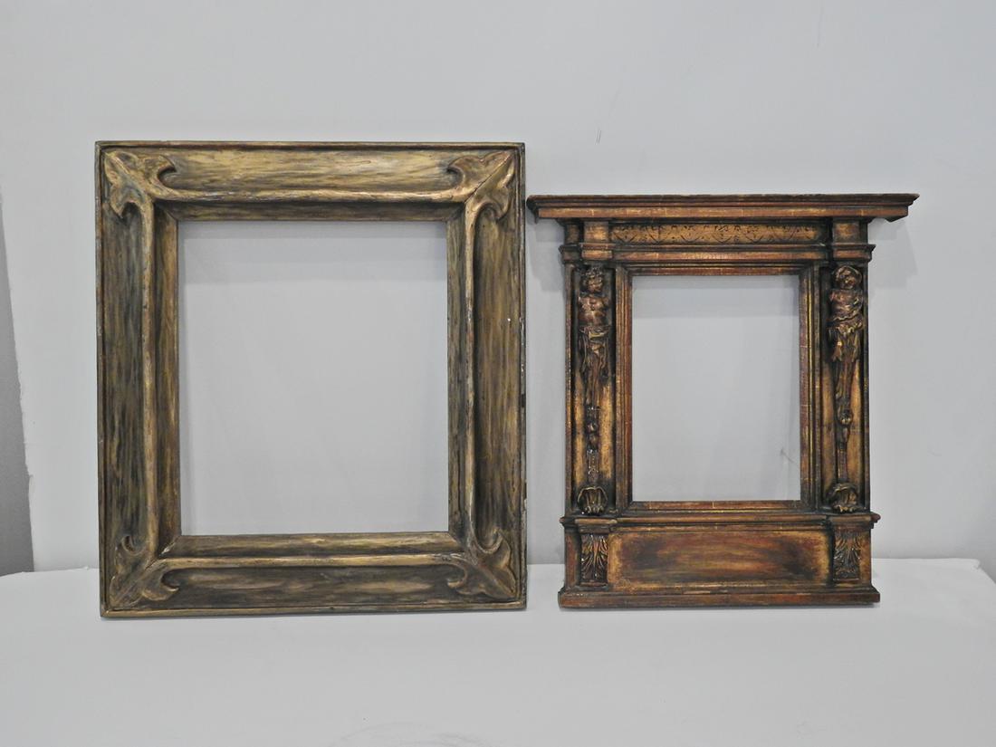 Lot of 2 Antique Picture Frames: Lot of 2 antique picture frames. Measure 18x17" and 19x21"