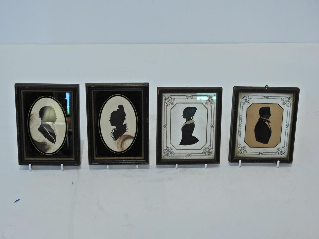 Circa 1860s Lot of 4 Silhouette Paintings (1 of 8)