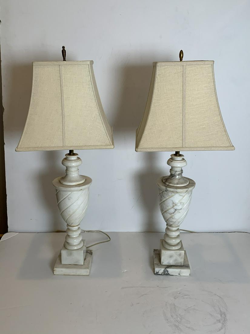 Pair of Marble Urn Shaped Table Lamps (1 of 8)