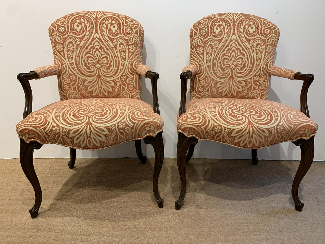 Pair of Walnut Carved Arm Chairs (1 of 6)