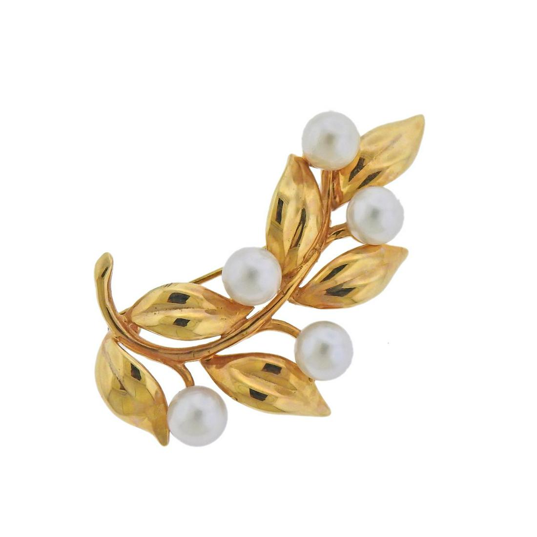 14k Gold Pearl Brooch Pin (1 of 3)
