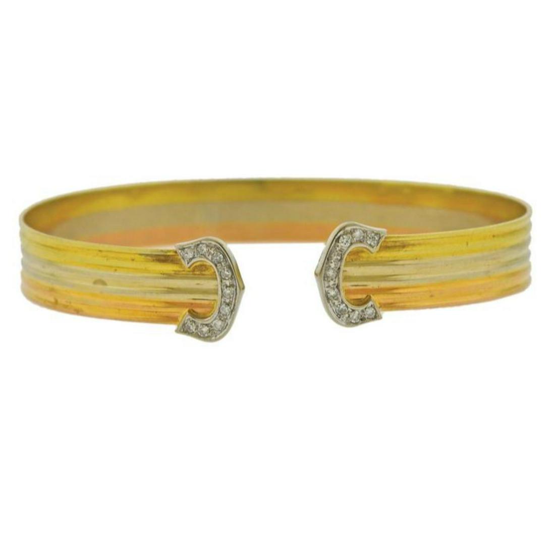 18k Tri Color Gold Diamond Cuff Bracelet (1 of 4)