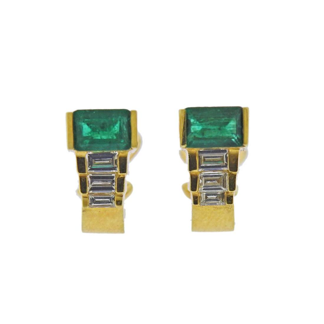 18k Gold Diamond Emerald Earrings (1 of 3)