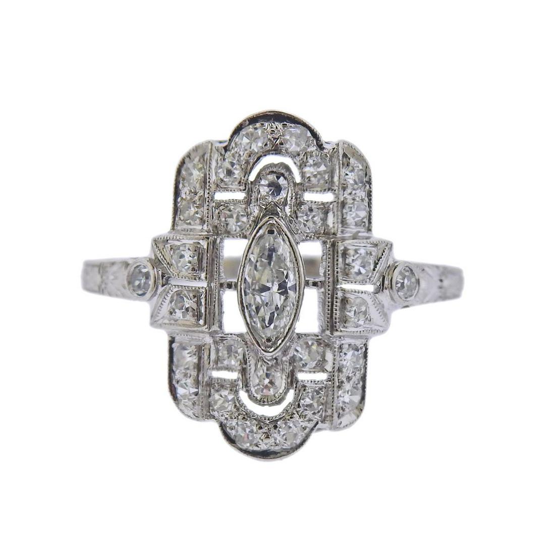 Art Deco Platinum Diamond Ring (1 of 3)