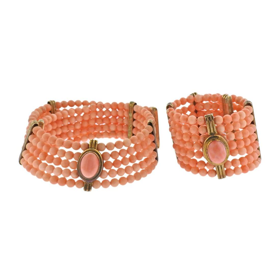 Antique Coral Vermeil Collar Necklace Bracelet Set (1 of 5)