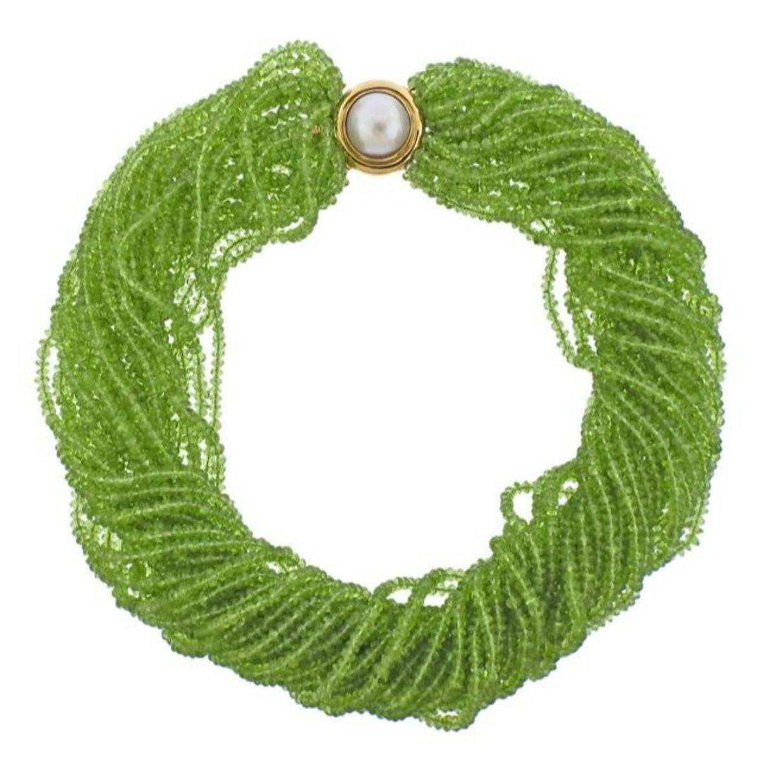 14k Gold Mabe Pearl Peridot Multi Strand Necklace (1 of 5)