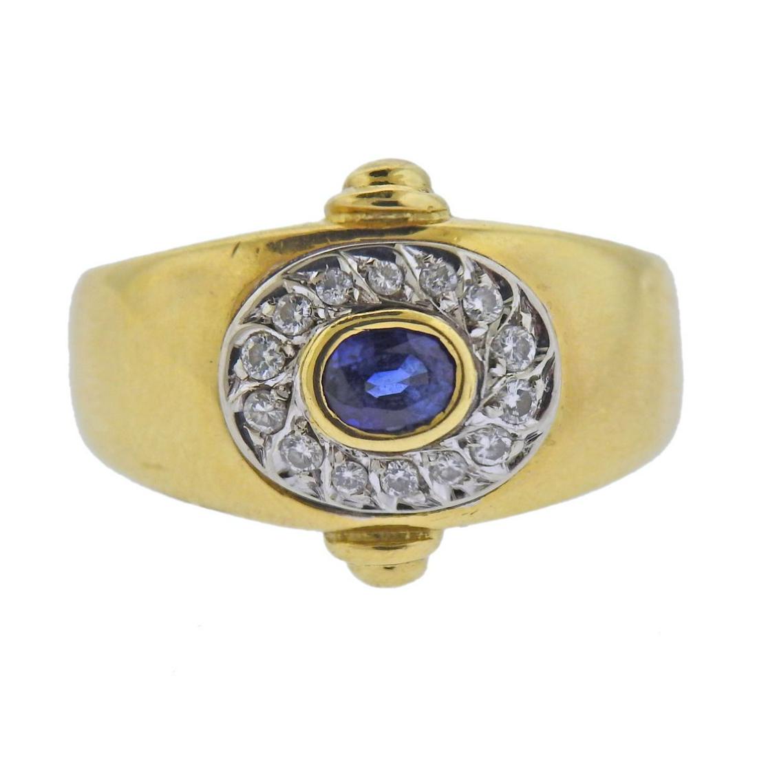 18k Gold Diamond Sapphire Ring (1 of 3)