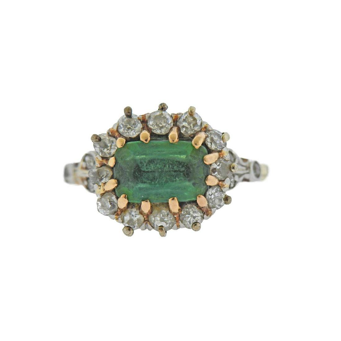 Antique Victorian 14k Gold Peridot Diamond Ring (1 of 5)