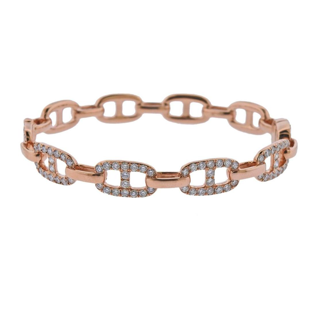 18k Rose Gold Diamond Bangle Bracelet (1 of 4)
