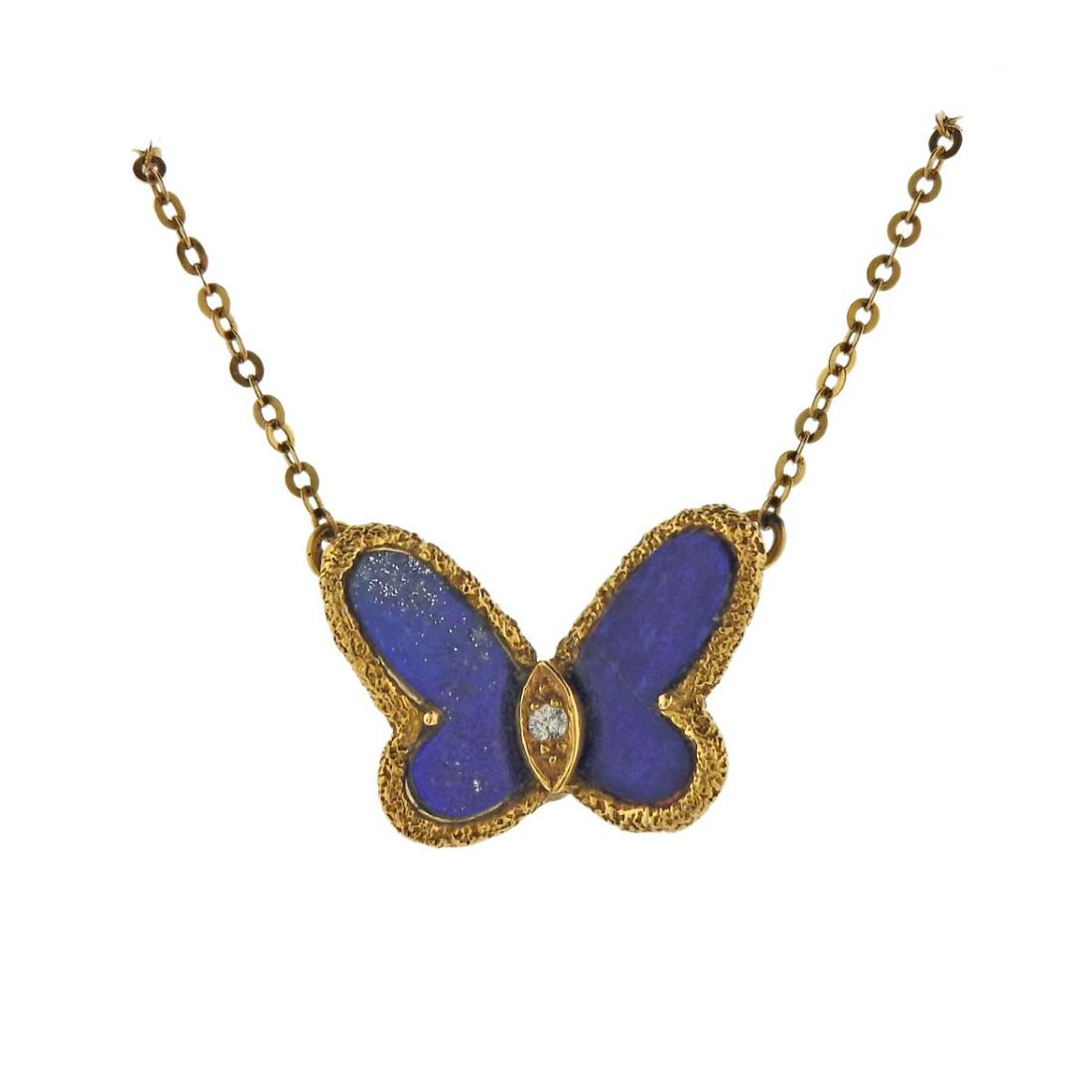 Van Cleef & Arpels Lapis Diamond Butterfly Pendant 18k (1 of 4)