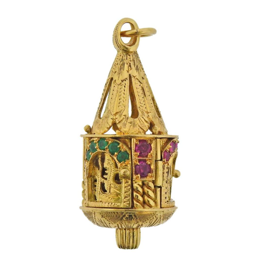 Nardi Rare 18k Gold Gem Set Functional Charm Pendant (1 of 4)
