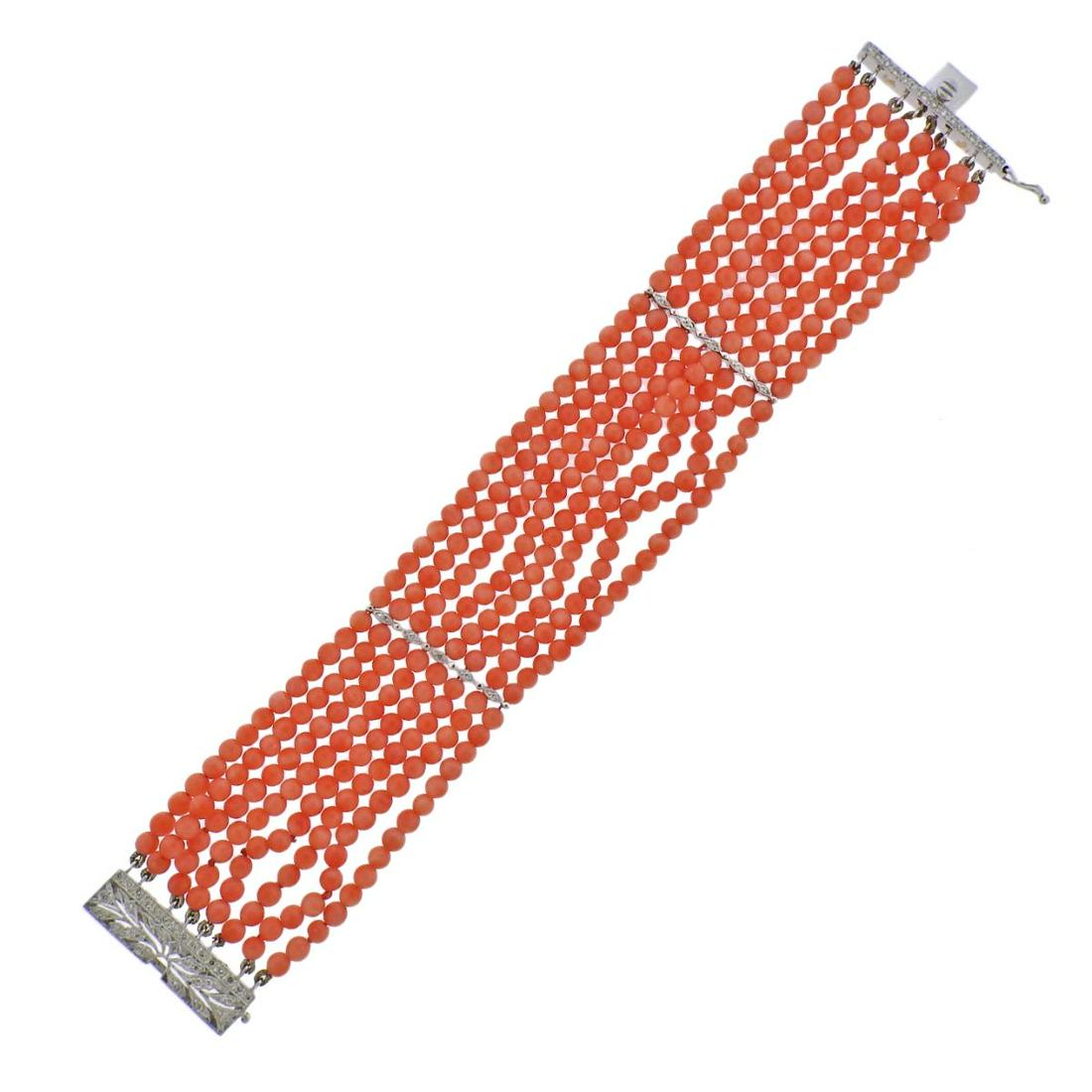 18k Gold Coral Diamond Bracelet (1 of 4)