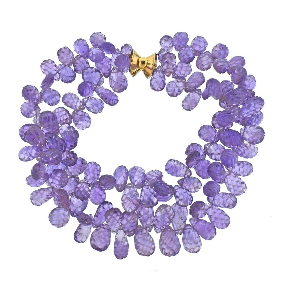 18k Gold Carved Amethyst Necklace (1 of 5)