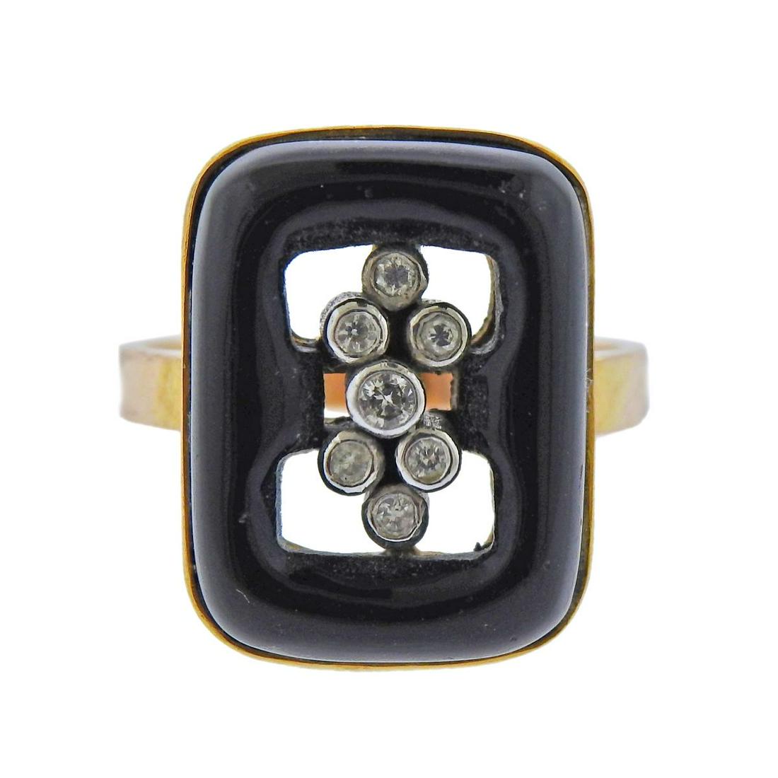 14k Gold Onyx Diamond RIng (1 of 3)