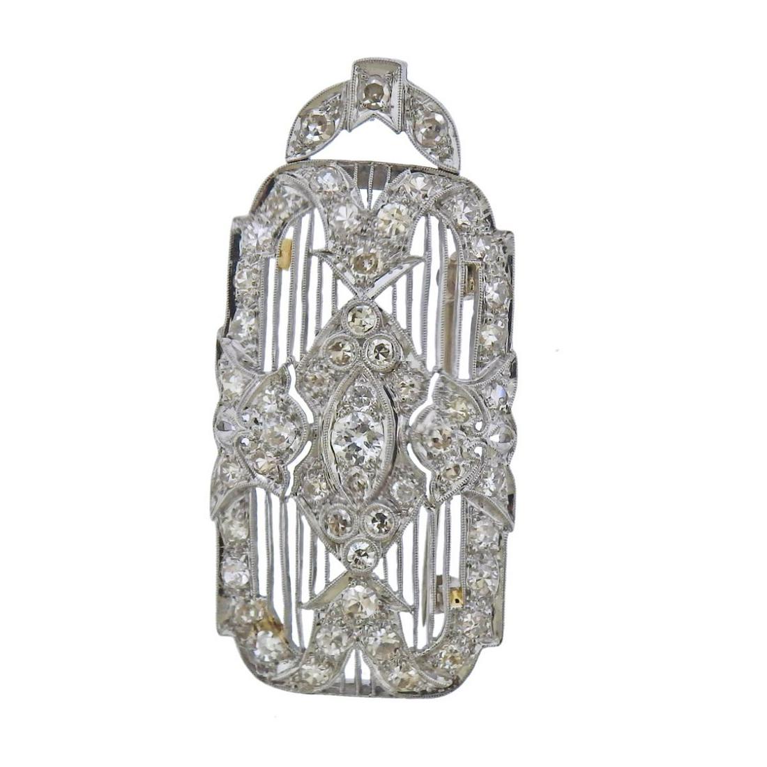 Art Deco Platinum Diamond Pendant Brooch (1 of 4)