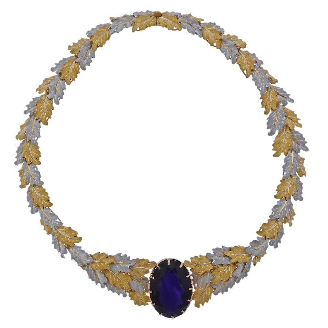Buccellati 32ct Amethyst Gold Leaf Motif Necklace (1 of 7)