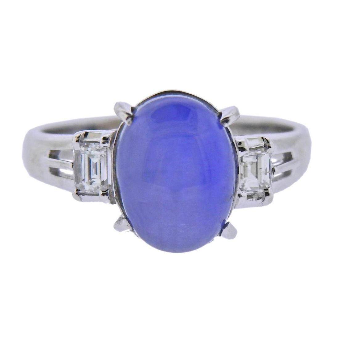 6.92ct Star Sapphire Diamond Platinum Ring (1 of 4)