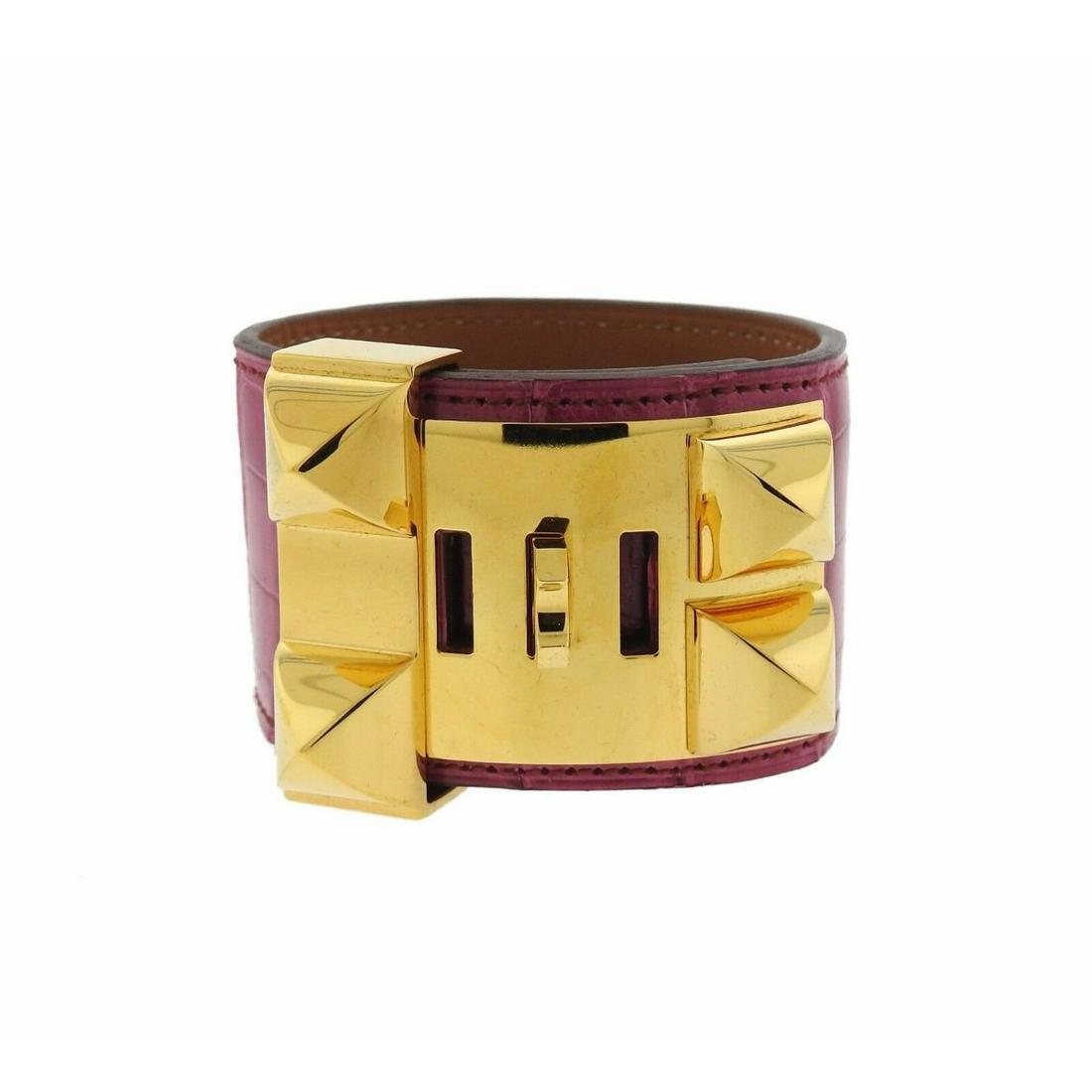 Hermes Collier de Chien Fuchsia Alligator Gold Hardware (1 of 6)