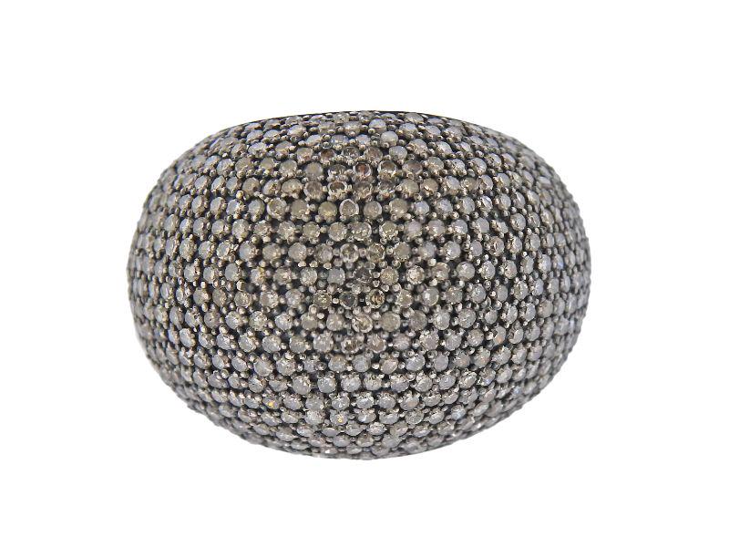 Silver 18k Gold Diamond Dome RIng (1 of 5)