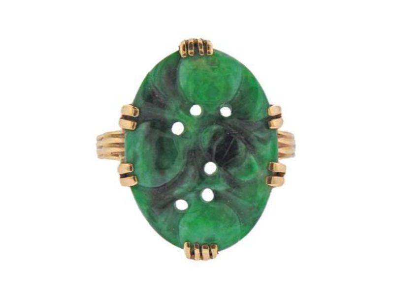 14k Gold Carved Jade Ring (1 of 3)