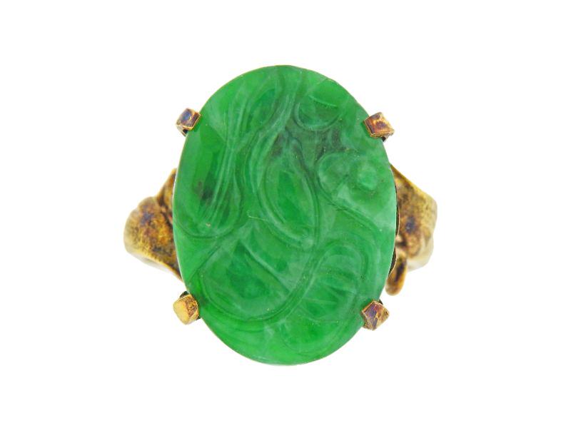 Antique 14k Gold Carved Jade Ring (1 of 3)