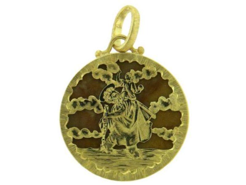 Buccellati Hardstone Gold St. Christopher Medallion (1 of 4)