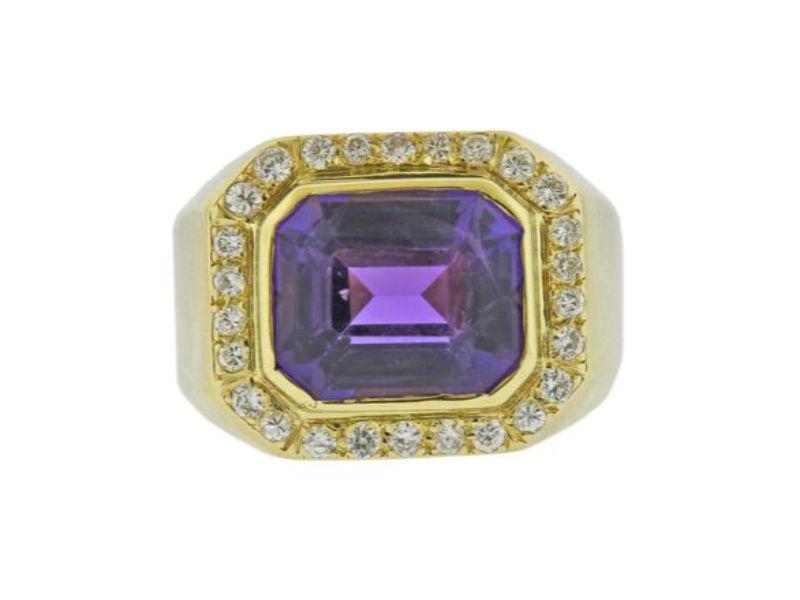18k Gold Amethyst Diamond Ring (1 of 3)