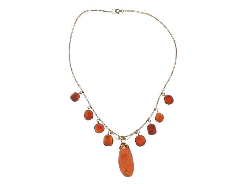 Antique 14k Gold Agate Necklace (1 of 3)