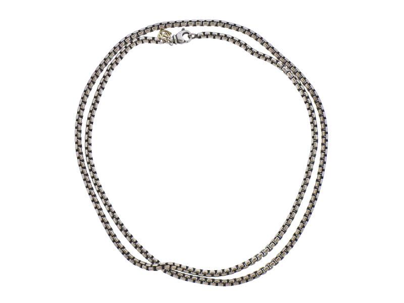 David Yurman 14k Gold Silver Box Chain Long Necklace (1 of 4)