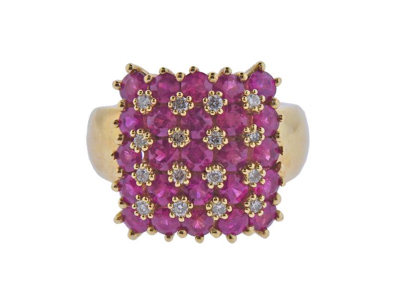 Effy 14k Gold Ruby Diamond Ring (1 of 4)