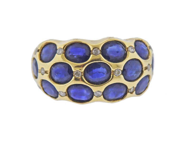 14k Gold Diamond Sapphire Dome Ring (1 of 4)
