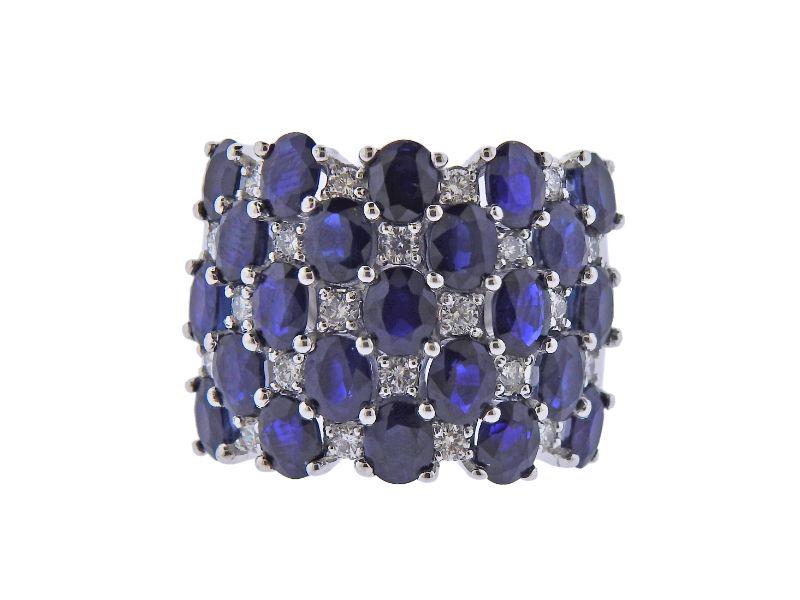 Effy 14k Gold Sapphire Diamond Ring (1 of 4)